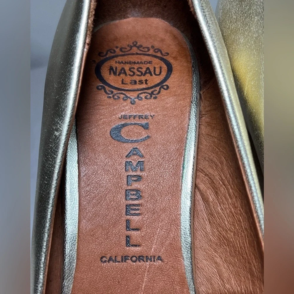 Jeffrey Campbell Adelaide Gold Leather Platform Wedge Heels - Size 7.5 - Picture 7 of 8